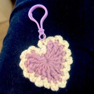 Crocheted Heart 💜 Shape Lacy Key Chain by me